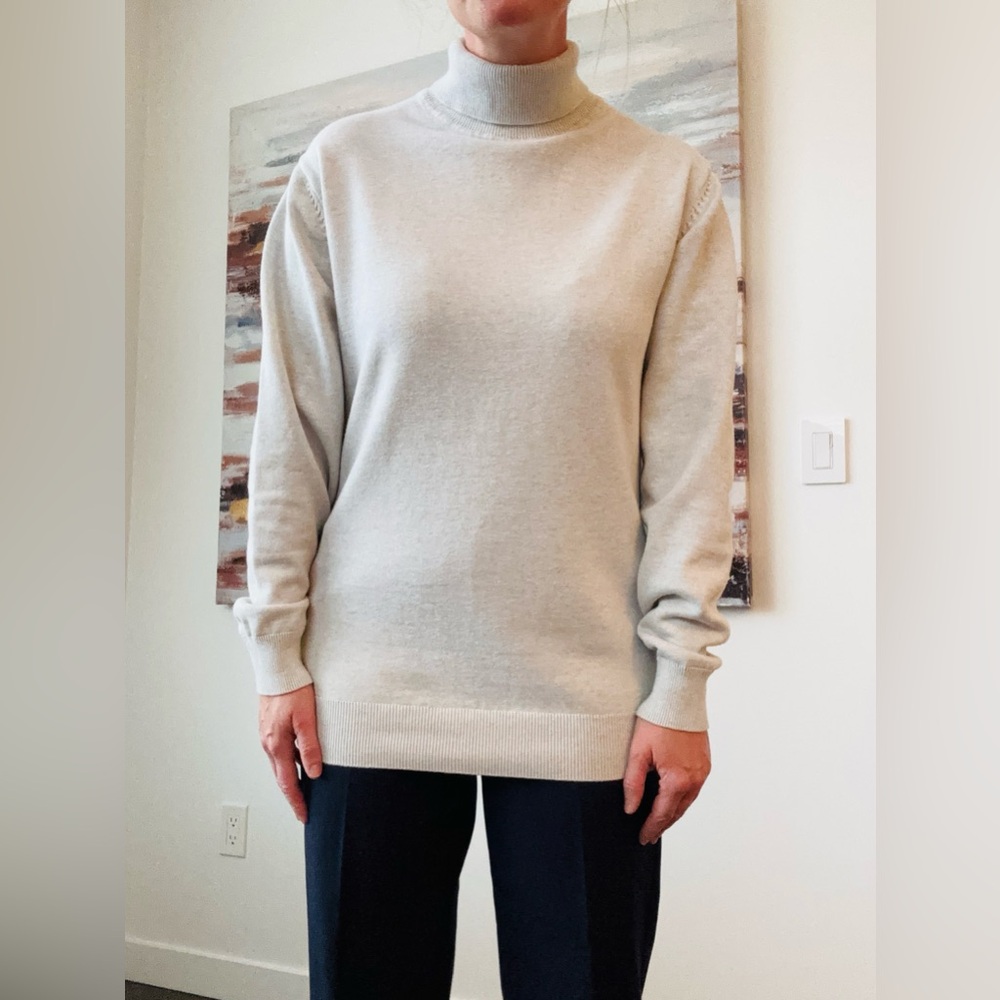 ZARA Essentials Light Grey Relaxed Fit Turtleneck Sweater XL - Picture 14 of 14